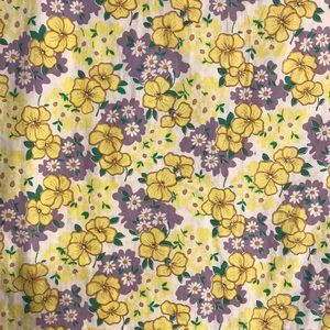 Vintage  yellow floral cotton material handcrafted 1 yd  X 35 inches $10
